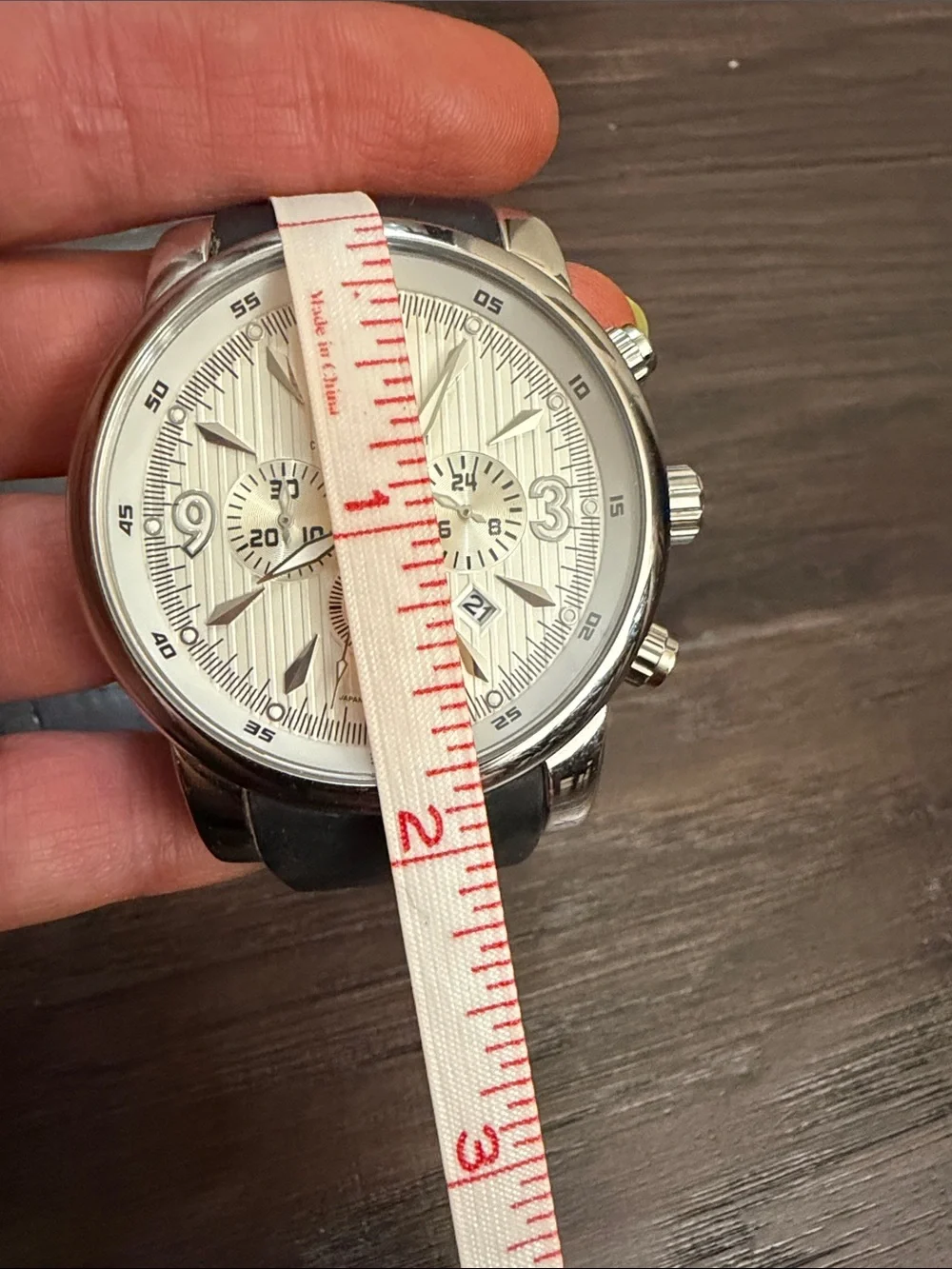 Men's Silver Chronograph Watch with Black Strap - Picture 10 of 15